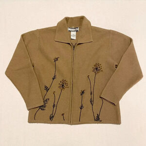 Vintage Crystal Kobe Zip Up Sweater Wool Womens Size Large